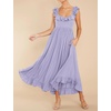 image:imageRVivimos Summer Dress for Women Sleeveless Boho Ruffle Square Neck Tie Back Casual Backless Flowy Midi DressPurple