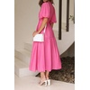 image:imageRVivimos Summer Dresses for Women Puff Sleeve Deep V Neck Elastic Waist Casual A Line Tiered Flowy Midi DressHotpink