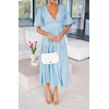 image:imageRVivimos Summer Dresses for Women Puff Sleeve Deep V Neck Elastic Waist Casual A Line Tiered Flowy Midi DressSkyblue