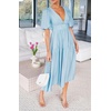 image:imageRVivimos Summer Dresses for Women Puff Sleeve Deep V Neck Elastic Waist Casual A Line Tiered Flowy Midi DressSkyblue