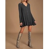 image:imageRVivimos Sweater Dress for Women Long Sleeve V Neck Casual ButtonDown Fall Winter Basic Knit Mini DressBlack