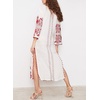 image:imageRVivimos Women Half Sleeve V Neck Tassel Cotton Vintage Embroidered Slit Casual Long DressWhite