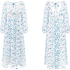 image:imageRVivimos Women Maxi Dress Tulle Long Sleeve V Neck Floral Embroidery Backless Casual Flowy ALine DressBlue