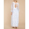 image:imageRVivimos Women Maxi Dress Tulle Long Sleeve V Neck Floral Embroidery Backless Casual Flowy ALine DressBlue
