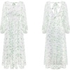 image:imageRVivimos Women Maxi Dress Tulle Long Sleeve V Neck Floral Embroidery Backless Casual Flowy ALine DressGreen