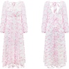 image:imageRVivimos Women Maxi Dress Tulle Long Sleeve V Neck Floral Embroidery Backless Casual Flowy ALine DressPink