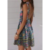 image:imageRVivimos Women Summer Spaghetti Straps Cotton Floral Print Backless V Neck Swing Mini DressGreen