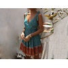 image:imageRVivimos Women Summer Spaghetti Straps Cotton Floral Print Backless V Neck Swing Mini DressGreen Orange