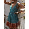 image:imageRVivimos Women Summer Spaghetti Straps Cotton Floral Print Backless V Neck Swing Mini DressGreen Orange