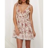 image:imageRVivimos Women Summer Spaghetti Straps Cotton Floral Print Backless V Neck Swing Mini DressWhitepink
