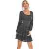 image:imageRVivimos Womens Autumn Long Sleeve Cotton Polka Dot Print Mini DressBlackpolkadot