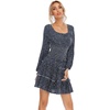 image:imageRVivimos Womens Autumn Long Sleeve Cotton Polka Dot Print Mini DressNavyblue
