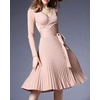 image:imageRVivimos Womens Autumn Long Sleeve V Neck Elegant Knitted Slim KneeLength ALine Sweater DressBeige