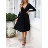 image:imageRVivimos Womens Autumn Long Sleeve V Neck Elegant Knitted Slim KneeLength ALine Sweater DressBlack