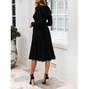 image:imageRVivimos Womens Autumn Long Sleeve V Neck Elegant Knitted Slim KneeLength ALine Sweater DressBlack