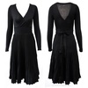 image:imageRVivimos Womens Autumn Long Sleeve V Neck Elegant Knitted Slim KneeLength ALine Sweater DressBlack