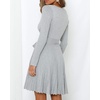 image:imageRVivimos Womens Autumn Long Sleeve V Neck Elegant Knitted Slim KneeLength ALine Sweater DressGrey