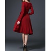 image:imageRVivimos Womens Autumn Long Sleeve V Neck Elegant Knitted Slim KneeLength ALine Sweater DressWine Red