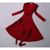 image:imageRVivimos Womens Autumn Long Sleeve V Neck Elegant Knitted Slim KneeLength ALine Sweater DressWine Red