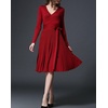 image:imageRVivimos Womens Autumn Long Sleeve V Neck Elegant Knitted Slim KneeLength ALine Sweater DressWine Red