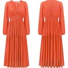 image:imageRVivimos Womens Casual Long Sleeve Midi Dress Deep V Neck Elastic Waist ALine Tiered Flowy Elegant DressesOrange