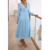 image:imageRVivimos Womens Casual Long Sleeve Midi Dress Deep V Neck Elastic Waist ALine Tiered Flowy Elegant DressesSkyblue