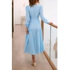 image:imageRVivimos Womens Casual Long Sleeve Midi Dress Deep V Neck Elastic Waist ALine Tiered Flowy Elegant DressesSkyblue