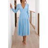 image:imageRVivimos Womens Casual Long Sleeve Midi Dress Deep V Neck Elastic Waist ALine Tiered Flowy Elegant DressesSkyblue