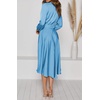image:imageRVivimos Womens Cocktail Party Satin Dress Sexy Deep VNeck Long Sleeve Tie Waist High Low Midi DressBlue