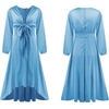image:imageRVivimos Womens Cocktail Party Satin Dress Sexy Deep VNeck Long Sleeve Tie Waist High Low Midi DressBlue