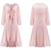 image:imageRVivimos Womens Cocktail Party Satin Dress Sexy Deep VNeck Long Sleeve Tie Waist High Low Midi DressPink