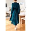 image:imageRVivimos Womens Cocktail Party Satin Dress Sexy Deep VNeck Long Sleeve Tie Waist High Low Midi DressTeal