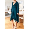 image:imageRVivimos Womens Cocktail Party Satin Dress Sexy Deep VNeck Long Sleeve Tie Waist High Low Midi DressTeal