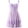 image:imageRVivimos Womens Corset Dress Summer Boho Floral Print Adjustable Straps Sexy Backless Layered Ruffle Hem Mini SundressPurple