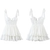 image:imageRVivimos Womens Corset Dress Summer Boho Floral Print Adjustable Straps Sexy Backless Layered Ruffle Hem Mini SundressWhite