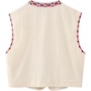 image:imageRVivimos Womens Cotton Cropped Vest Spring Summer Sleeveless Floral Embroidery Open Front Vintage CardiganBeigepink