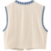image:imageRVivimos Womens Cotton Cropped Vest Spring Summer Sleeveless Floral Embroidery Open Front Vintage CardiganWhiteblue
