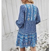 image:imageRVivimos Womens Cotton Long Sleeve Floral Print Ruffled Hem Casual Boho Flowy Tunic DressBlue