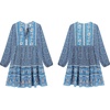 image:imageRVivimos Womens Cotton Long Sleeve Floral Print Ruffled Hem Casual Boho Flowy Tunic DressBlue