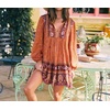 image:imageRVivimos Womens Cotton Long Sleeve Floral Print Ruffled Hem Casual Boho Flowy Tunic DressOrange