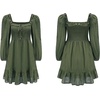 image:imageRVivimos Womens Cotton Long Sleeve Square Neck Ruffle Smocked Plaid Swing Mini DressArmygreenlongsleeve