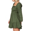image:imageRVivimos Womens Cotton Long Sleeve Square Neck Ruffle Smocked Plaid Swing Mini DressArmygreenlongsleeve