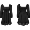 image:imageRVivimos Womens Cotton Long Sleeve Square Neck Ruffle Smocked Plaid Swing Mini DressBlacklongsleeve