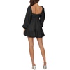 image:imageRVivimos Womens Cotton Long Sleeve Square Neck Ruffle Smocked Plaid Swing Mini DressBlacklongsleeve