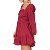 image:imageRVivimos Womens Cotton Long Sleeve Square Neck Ruffle Smocked Plaid Swing Mini DressBurgundylongsleeve