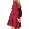 image:imageRVivimos Womens Cotton Long Sleeve Square Neck Ruffle Smocked Plaid Swing Mini DressBurgundylongsleeve