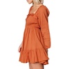 image:imageRVivimos Womens Cotton Long Sleeve Square Neck Ruffle Smocked Plaid Swing Mini DressOrangelongsleeve
