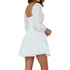 image:imageRVivimos Womens Cotton Long Sleeve Square Neck Ruffle Smocked Plaid Swing Mini DressWhitelongsleeve