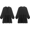 image:imageRVivimos Womens Fall Cotton Long Sleeve Casual Loose VNeck Swing Tunic Mini DressBlack