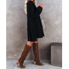 image:imageRVivimos Womens Fall Cotton Long Sleeve Casual Loose VNeck Swing Tunic Mini DressBlack